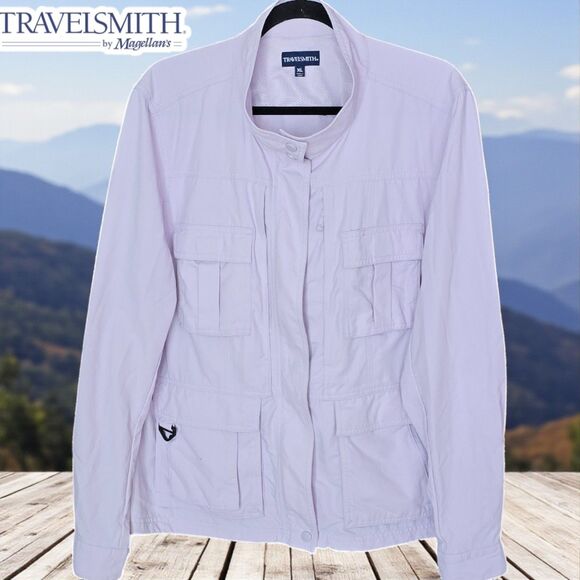 Lightweight Multi Pocket Utility Jacket by TravelSmith Lilac Women's Size XL - Picture 1 of 7